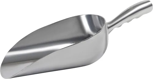 Miniatura 9 de Cuchara de aluminio fundido, 5 onzas, fondo redondo, pequeña cuchara de hielo para uso multiusos, con mango de ranura para dedos