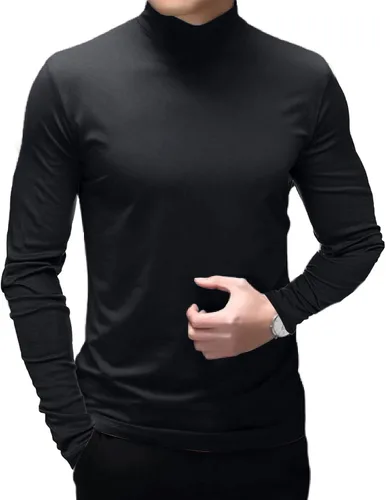 Miniatura 2 de Camisetas de cuello alto falso de moda para hombre, suéter de manga larga, diseño básico, camiseta interior ajustada