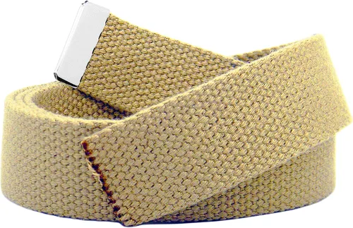 Build A Belt Cinturón de lona militar, 1.25 pulgadas de ancho, beige, unisex para adultos