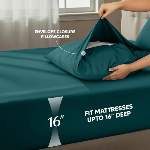 Miniatura 4 de Utopia Bedding Juego de sábanas tamaño Queen, sábanas de 4 piezas, microfibra suave y transpirable, incluye 1 sábana bajera, 1 sábana encimera y 2