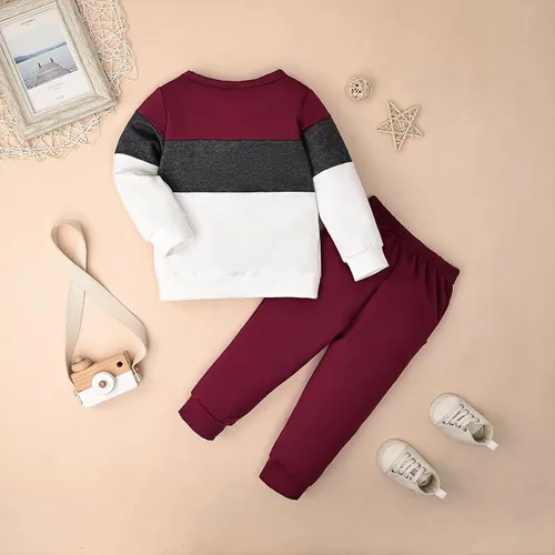 Miniatura 30 de Ropa de otoño e invierno para bebé, trajes de niño pequeño, sudadera de manga larga, sudadera de retazos y pantalones, 2 piezas, 12 meses a 5 años