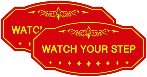Miniatura 60 de Signs ByLITA Victorian Watch Your Step - Letrero de pared o puerta Material duradero y fácil instalación Señalización de seguridad (negro)