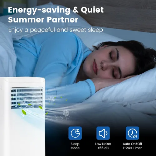 Miniatura 4 de KOTEK Aire acondicionado portátil para habitación de hasta 250 pies cuadrados, unidad de CA 3 en 1 de 8000 BTU para dormitorio con Blanco-8000BTU