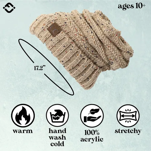 Miniatura 378 de Funky Junque Gorro de moda de punto trenzado de talla extragrande, grueso, abrigado, suave y holgado