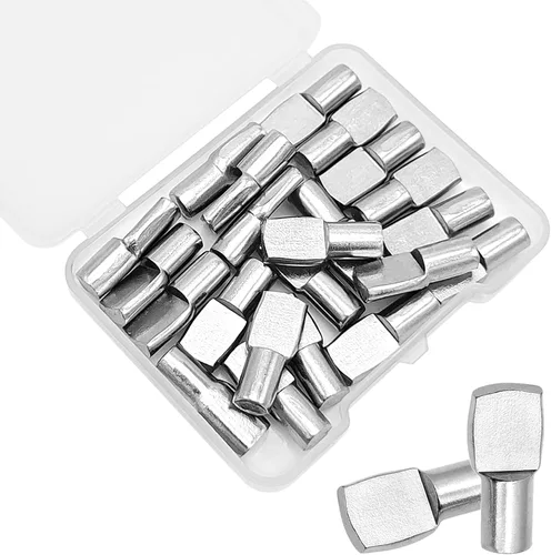 22 clavijas de estante de 1/4 pulgadas de diámetro, con forma de cuchara de níquel, chapadas en níquel, para estantes de gabinete, soportes de