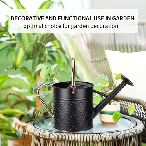 Miniatura 5 de Regadera de metal para exterior de 1,75 galones para plantas de jardín, regadera vintage de zinc con boquilla de pulverización extraíble, ideal