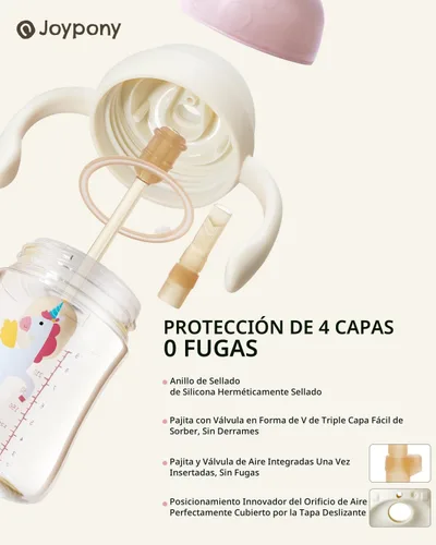 Miniatura 5 de Joypony Vasos para sorber para niños pequeños de 1 a 3 años, vaso con popote con peso a prueba de derrames con asa para bebés de 6 meses en Rosa/1