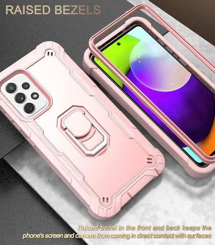 Miniatura 5 de Asuwish Funda de teléfono para Samsung Galaxy A52/A52S 5G con soporte de anillo, resistente, a prueba de golpes, cuerpo completo, resistente