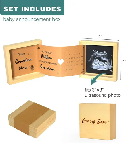 Miniatura 6 de Anuncio de abuelo, ideas de revelación de embarazo, marco de fotos de ultrasonido, caja de fotos de recuerdo, regalos para abuelos nuevos de 4 x 4