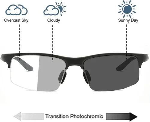 Miniatura 3 de Gafas de lectura bifocales fotocromáticas para hombres Aluminio magnesio deportes transición lupa presbicia gafas de sol lectores Negro