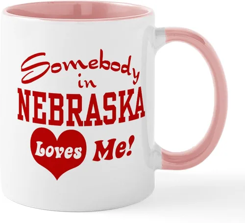 Miniatura 101 de CafePress I Love Nebraska Taza de café de cerámica de 11 oz (11.0 fl oz)