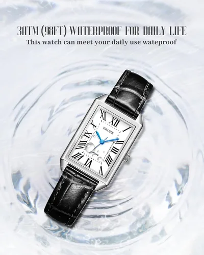 Miniatura 2 de Reloj clásico de cuarzo para mujer, elegante y resistente, con correa de piel de vacuno, perfecto para cualquier ocasión