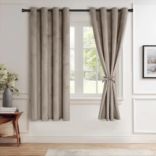 Miniatura 156 de JIUZHEN - Cortinas de terciopelo gris de 63 pulgadas opacas para sala de estar - Cortinas gruesas de terciopelo con ojales para ventana