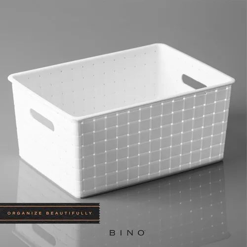 Miniatura 5 de BINO Cestas de almacenamiento de plástico grandes - blancas THE STABLE COLLECTION Almacenamiento multiusos Organizador de gabinete rectangular