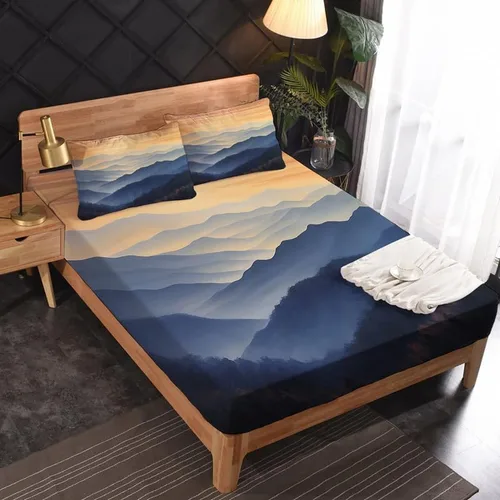 Miniatura 2 de Misty Mountain Sábanas tamaño California King, sábanas de cama de bosque, microfibra suave y bolsillo profundo, sábanas y fundas de almohada Montaña