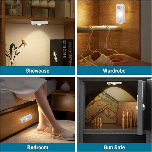 Miniatura 5 de Luces LED Puck con Sensor de Movimiento, Iluminación Inalámbrica Recargable para Debajo del Gabinete, Luz Nocturna Regulable, Luces Debajo