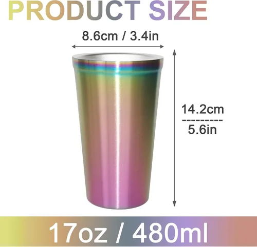 Miniatura 5 de Youda Vasos aislados de acero inoxidable de doble pared (juego de 2) apilables, taza de café/taza de té/vasos de cerveza enfriadores, ideales