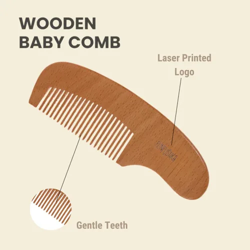 Miniatura 5 de Juego de cepillo y peine de madera para bebé recién nacido y niño pequeño - Cepillo de pelo natural con cerdas de cabra suaves para niña y niño