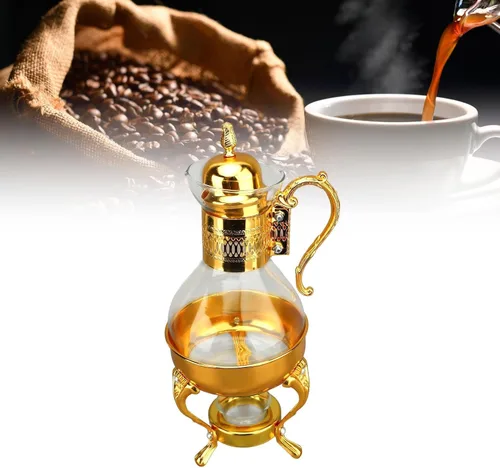 Miniatura 4 de Juego de cafetera de vidrio, jarra de agua calentable con tapa y taza, estilo vintage, hervidor de té frío y caliente para estufa de oficina
