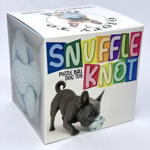Miniatura 2 de Glory To Dog Blue Snuffle Knot - Juguete Interactivo para Perros, Pelota Rompecabezas de 4" con 8 Chilladores y Crujido – Juguete de Enriquecimiento