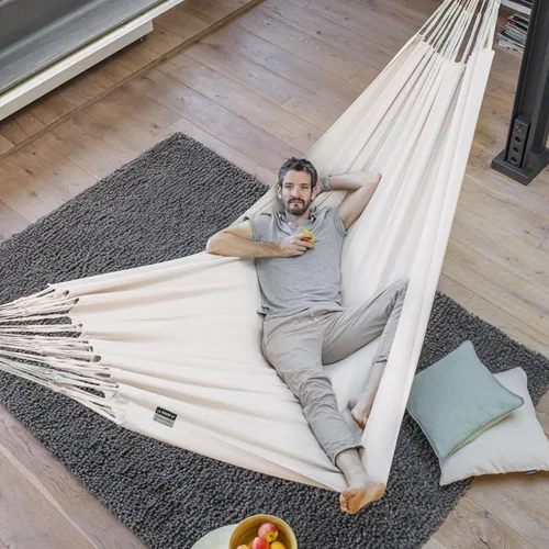 Miniatura 2 de LA SIESTA Modesta Hamaca de algodón orgánico, interior/exterior, dormitorio a patio trasero, hamaca de tela extragrande para 2, máximo 440 libras