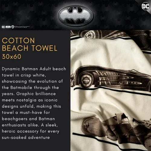 Miniatura 3 de Toalla de baño/piscina/playa vintage de Franco Collectibles Batman DC Comics de algodón súper suave, 152 cm x 76 cm