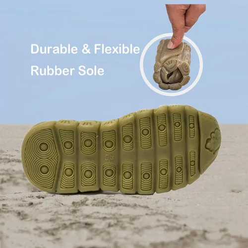 Miniatura 5 de Athlefit Sandalias de cuero para niños y niñas, sandalias de cuero para deportes al aire libre, sandalias casuales