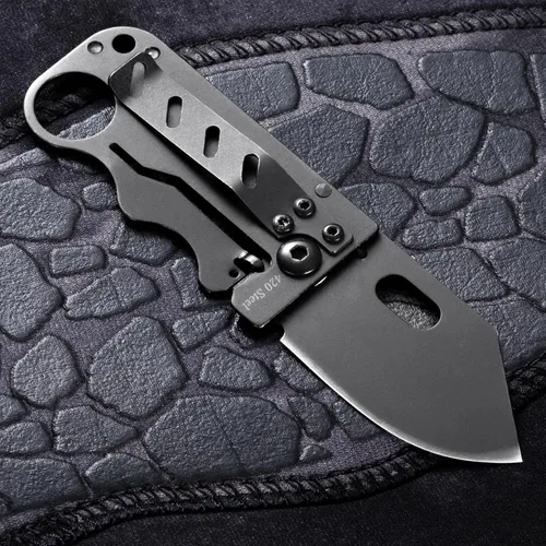 Miniatura 8 de Cuchillo de bolsillo Grand Way - 6 cm de hoja plegable afilada con clip para dinero - Cuchillo pequeño único con hoja de dragón grabada - Soporte