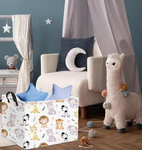Miniatura 4 de Cesta de almacenamiento rectangular de animales para bebés y niños, cesta de almacenamiento para niños para habitación de animales, decoración linda