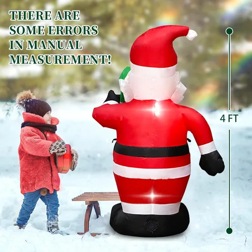 Miniatura 2 de Papá Noel inflable de 4 pies de Navidad lindo con luces LED incorporadas, decoración inflable de Navidad para interiores y exteriores, gran
