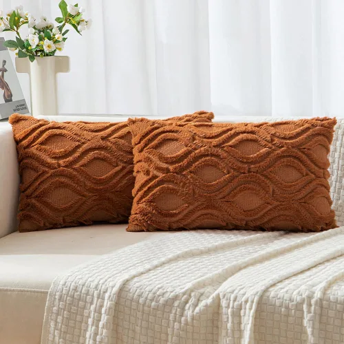 Miniatura 11 de MIULEE - Juego de 2 fundas de almohada de lana sintética suave y afelpada, fundas decorativas de estilo bohemio para sofá, sala de estar, cama, 18 x