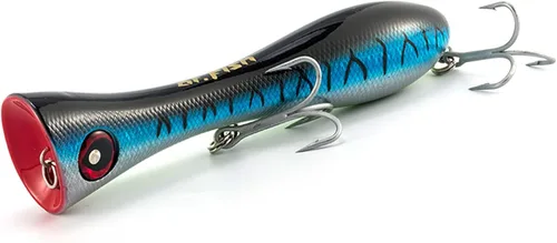 Dr.Fish Topwater Popper Señuelos de pesca de agua salada, 8 pulgadas GT Popper VMC anzuelos agudos señuelos de pesca de surf para Striper Atún