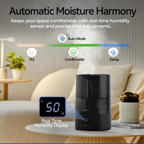 Miniatura 2 de ROSEKM Humidificadores automáticos para dormitorio, habitación grande, humidificador de niebla fría de 4.5 L para el hogar y la planta