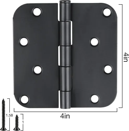 Miniatura 3 de Bisagras de puerta negras de 4 x 4 pulgadas, paquete de 12 bisagras de puerta negras mate de 4 pulgadas, bisagra de puerta interior y exterior