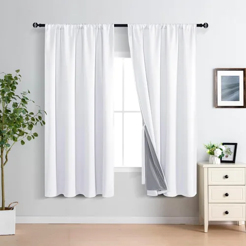 Miniatura 18 de XWZO Cortinas Opacas 100% Blancas - Cortinas de Bloqueo Total de Calor y Luz con Forro Negro para Dormitorio/Cuarto de Lavado, Paneles de Ventana