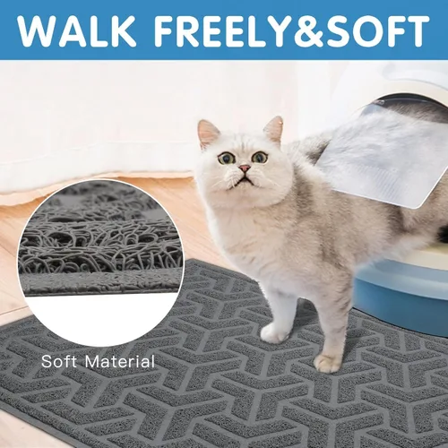 Miniatura 7 de UPSKY Tapete de arena para gatos, tapete suave para patas de gatito, tapete grande para caja de arena de 35 x 24 pulgadas, control de dispersión