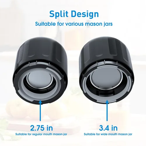 Miniatura 4 de Kit de sellado al vacío eléctrico de parada automática mejorado para tarros de boca ancha y regular, pantalla grande y pantalla de nivel de batería