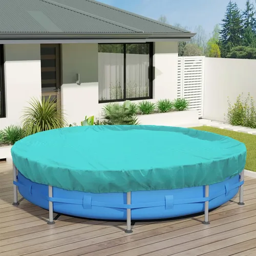 Miniatura 9 de ECOOPTS Cubierta redonda impermeable de poliéster para piscinas sobre el suelo, protector de cubierta de piscina de invierno (6 pies, turquesa)