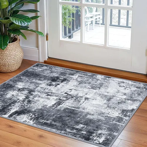 Miniatura 197 de KOZYFLY – Alfombra de pasillo moderna y lavable de diseño abstracto verde, 2 x 5 pies, antideslizante, suave y de pelo corto, ideal para cocina