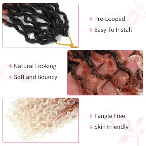 Miniatura 101 de Alicoco Goddess Locs Cabello de Ganchillo 12 Pulgadas 8 Paquetes Rastas Sintéticas de Ganchillo Para Mujeres Rastas Suaves Boho Pre-enrolladas River