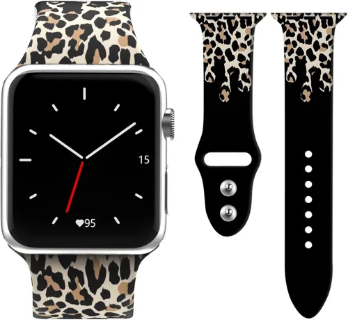 Miniatura 7 de Correas de silicona con estampado animal compatible con Apple Watch de 1.496 in 1.575 in 1.614 in 1.654 in 1.732 in 1.772 in 1.929 in para iWatch