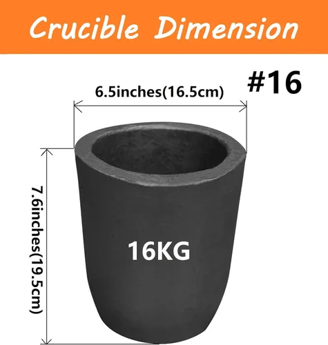 Miniatura 2 de LSMIITTH Crisol de grafito de arcilla de 35 lbs/16 kg para fundición de metal crisol de refinación de aluminio plata cobre latón oro - # 16 Crisol