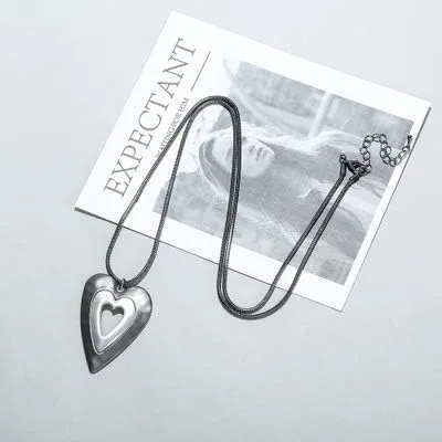 Miniatura 7 de COOSTUFF ANNA Collar con dije de corazón de amor para mujer, joyería de moda, collares largos de suéter Chian, Metal