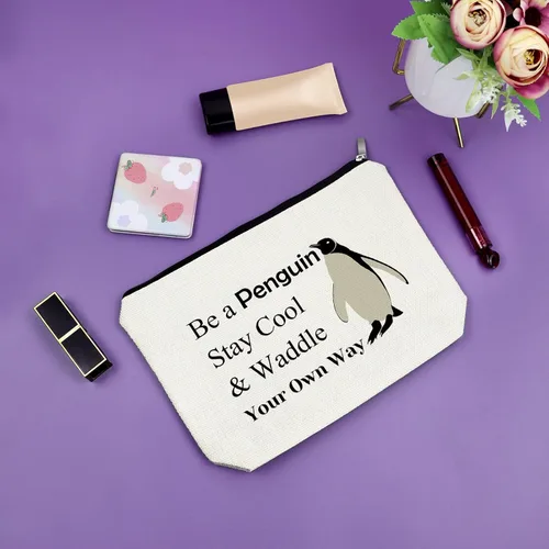 Miniatura 7 de Sazuwu Regalos para amantes de los animales, bolsa de maquillaje para mujer, Sé un pingüino, mantente fresco y camina a tu manera
