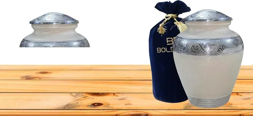 Miniatura 7 de BOLD&DIVINE Urna texturizada de esmalte perlado Urna conmemorativa texturizada de gránulo divino para cenizas humanas, funeral, entierro