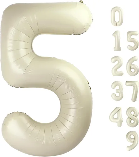 Miniatura 364 de Globos de números de 5 globos de 40 pulgadas, decoraciones de cumpleaños azules para niños y niñas, globos de números azul marino grandes