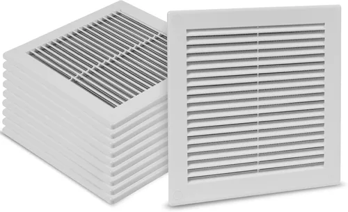Miniatura 38 de Paquete de 2 cubiertas cuadradas de ventilación de aire de 4" x 4" (tamaño exterior) - Deflector de ventilación de plástico negro - Malla