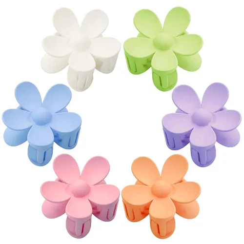 Miniatura 7 de 6 pinzas para el cabello de flores, pinzas de margarita, pinzas de garra grandes mate, pinzas de sujeción fuerte, accesorios para cabello grueso, 6