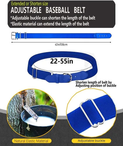 Miniatura 7 de Cinturón de béisbolsóftbol, cinturón de uniforme de tamaño ajustable para hombres, niños y jóvenes