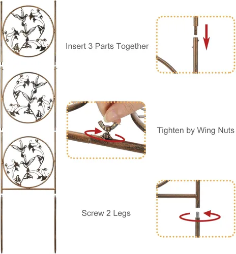 Miniatura 4 de SUNNYPARK Juego de 2 enrejados de jardín de metal para colibríes para plantas trepadoras, enrejado decorativo para verduras y flores enredaderas